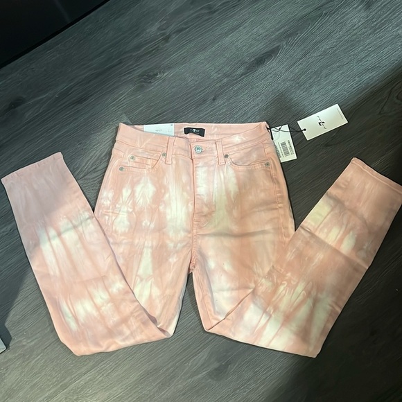 NWT 7 for all mankind tie dyed pink. Size 28. Stretchy! - Picture 2 of 7